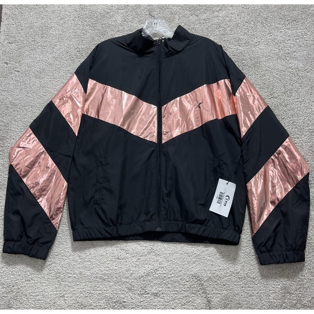 Ziya  Jacket Womens‎ XL Black Pink Shine Active Block Windbreaker Full Zip